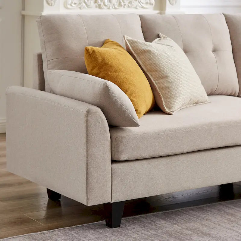 Modernes Sektionalsofa L-förmig mit Chaiselongue, Stauraum-Ottomane und Seitentaschen für das Wohnzimmer