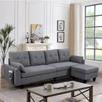 Modernes Sektionalsofa L-förmig mit Chaiselongue, Stauraum-Ottomane und Seitentaschen für das Wohnzimmer