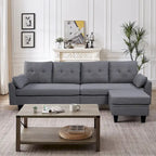 Modernes Sektionalsofa L-förmig mit Chaiselongue, Stauraum-Ottomane und Seitentaschen für das Wohnzimmer