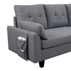 Modernes Sektionalsofa L-förmig mit Chaiselongue, Stauraum-Ottomane und Seitentaschen für das Wohnzimmer