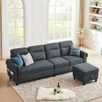106.69 4-Sitzer Ecksofa mit umkehrbarer Recamiere und seitlichen Aufbewahrungstaschen