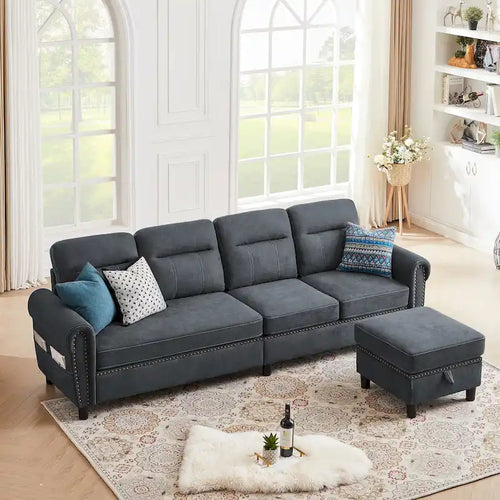 106.69 4-Sitzer Ecksofa mit umkehrbarer Recamiere und seitlichen Aufbewahrungstaschen