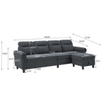 106.69 4-Sitzer Ecksofa mit umkehrbarer Recamiere und seitlichen Aufbewahrungstaschen
