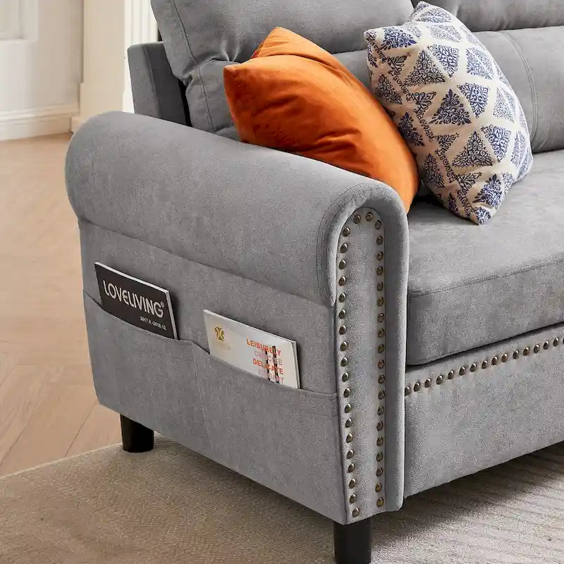 106.69 4-Sitzer Ecksofa mit umkehrbarer Recamiere und seitlichen Aufbewahrungstaschen