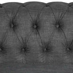 Chesterfield Ecksofa mit Ottoman und 6 Kissen U-förmiges Leinenstoffsofa mit Chaiselongue und Gummibaumholzbeinen für das Wohnzimmer