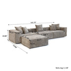 Modernes Cord-Polstersofa, 4-Sitzer, L-förmiges Ecksofa