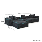 Modernes Cord-Polstersofa, 4-Sitzer, L-förmiges Ecksofa