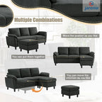Modernes Ecksofa in L-Form mit abnehmbarer Armlehne, umbaubares Sofa mit wendbarer Ottomane für das Wohnzimmer