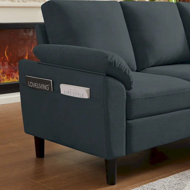 Modernes Ecksofa in L-Form mit abnehmbarer Armlehne, umbaubares Sofa mit wendbarer Ottomane für das Wohnzimmer