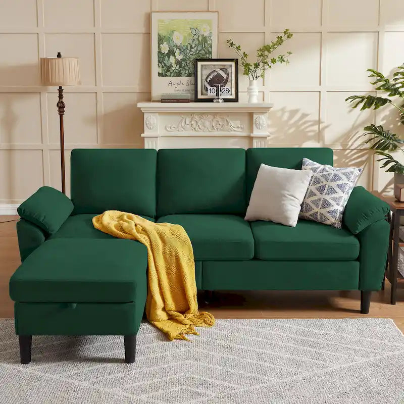 Modernes Ecksofa in L-Form mit abnehmbarer Armlehne, umbaubares Sofa mit wendbarer Ottomane für das Wohnzimmer