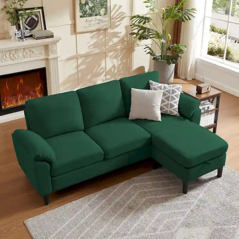 Modernes Ecksofa in L-Form mit abnehmbarer Armlehne, umbaubares Sofa mit wendbarer Ottomane für das Wohnzimmer