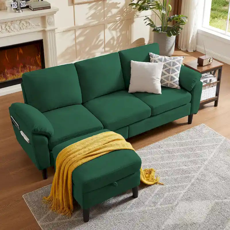 Modernes Ecksofa in L-Form mit abnehmbarer Armlehne, umbaubares Sofa mit wendbarer Ottomane für das Wohnzimmer