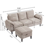 Modernes Ecksofa in L-Form mit abnehmbarer Armlehne, umbaubares Sofa mit wendbarer Ottomane für das Wohnzimmer