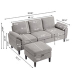 Modernes Ecksofa in L-Form mit abnehmbarer Armlehne, umbaubares Sofa mit wendbarer Ottomane für das Wohnzimmer