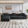 L-förmiges, modernes Ecksofa mit 5 Kissen und Chaiselongue-Ottomane, Kissenbezüge abnehmbar