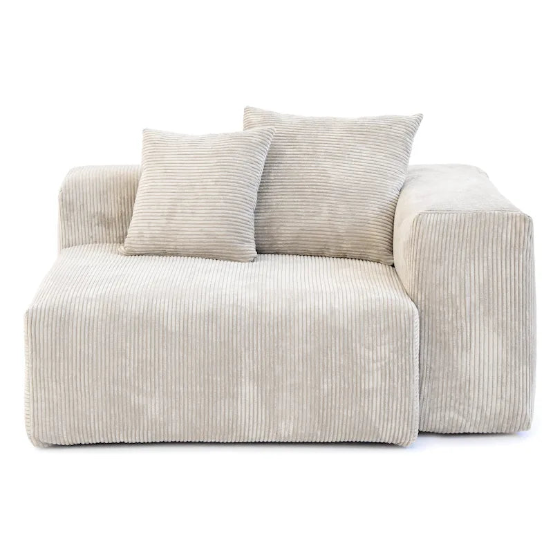 L-förmiges, modernes Ecksofa mit 5 Kissen und Chaiselongue-Ottomane, Kissenbezüge abnehmbar