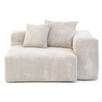 L-förmiges, modernes Ecksofa mit 5 Kissen und Chaiselongue-Ottomane, Kissenbezüge abnehmbar