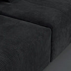 L-förmiges, modernes Ecksofa mit 5 Kissen und Chaiselongue-Ottomane, Kissenbezüge abnehmbar