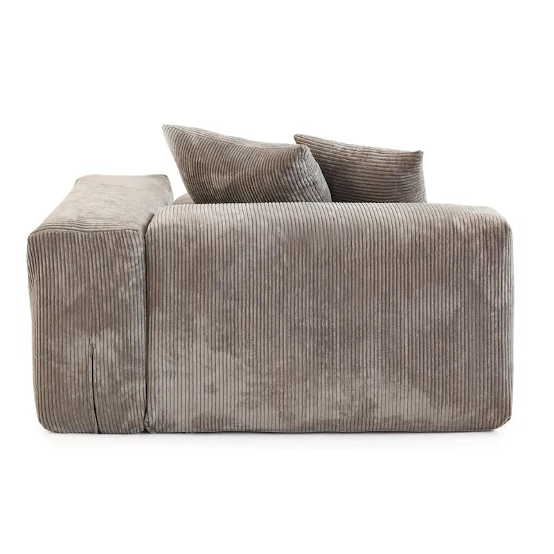 L-förmiges, modernes Ecksofa mit 5 Kissen und Chaiselongue-Ottomane, Kissenbezüge abnehmbar