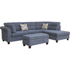 Diego 103,5 Stoff-Ecksofa mit Ottomane rechts, Stauraum-Hocker und 2 Akzentkissen