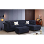 Diego 103,5 Stoff-Ecksofa mit Ottomane rechts, Stauraum-Hocker und 2 Akzentkissen
