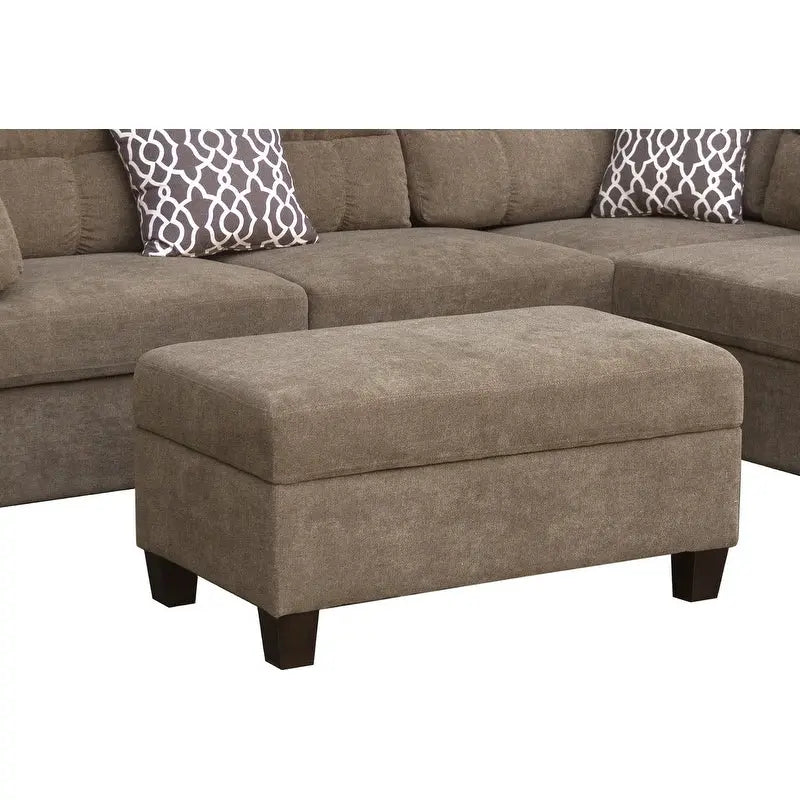 Diego 103,5 Stoff-Ecksofa mit Ottomane rechts, Stauraum-Hocker und 2 Akzentkissen