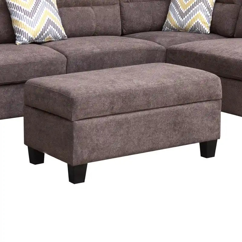 Diego 103,5 Stoff-Ecksofa mit Ottomane rechts, Stauraum-Hocker und 2 Akzentkissen