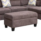 Diego 103,5 Stoff-Ecksofa mit Ottomane rechts, Stauraum-Hocker und 2 Akzentkissen