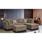 Diego 103,5 Stoff-Ecksofa mit Ottomane rechts, Stauraum-Hocker und 2 Akzentkissen