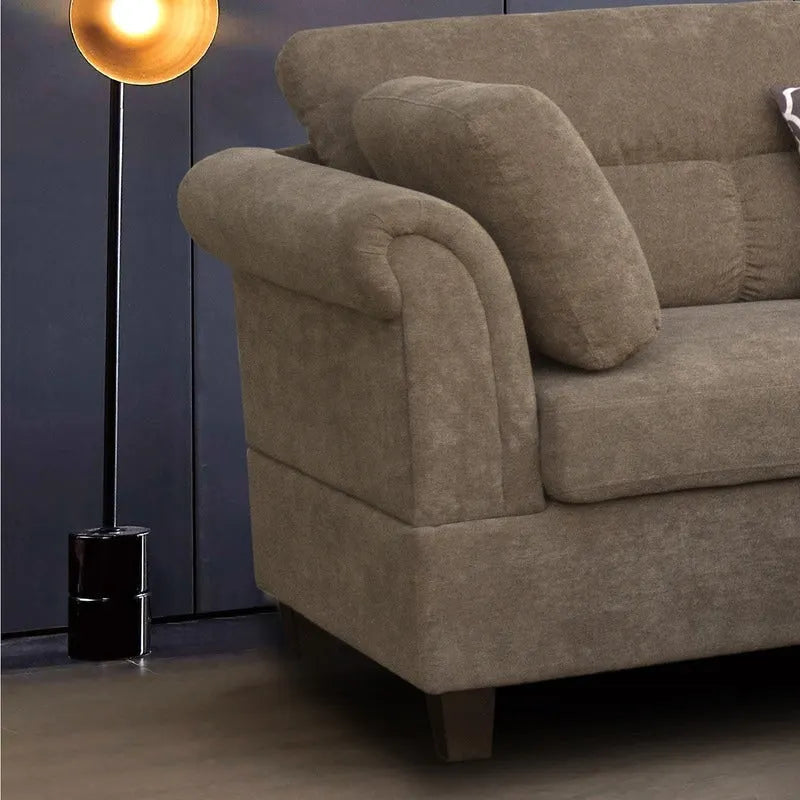 Diego 103,5 Stoff-Ecksofa mit Ottomane rechts, Stauraum-Hocker und 2 Akzentkissen
