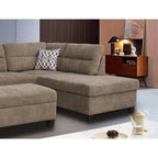 Diego 103,5 Stoff-Ecksofa mit Ottomane rechts, Stauraum-Hocker und 2 Akzentkissen