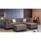 Diego 103,5 Stoff-Ecksofa mit Ottomane rechts, Stauraum-Hocker und 2 Akzentkissen