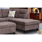 Diego 103,5 Stoff-Ecksofa mit Ottomane rechts, Stauraum-Hocker und 2 Akzentkissen