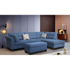 Diego 103,5 Stoff-Ecksofa mit Ottomane rechts, Stauraum-Hocker und 2 Akzentkissen