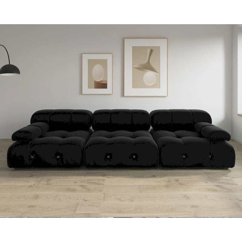 Schwarzes Samt Sofa – modulare Sektionen zur freien Kombination