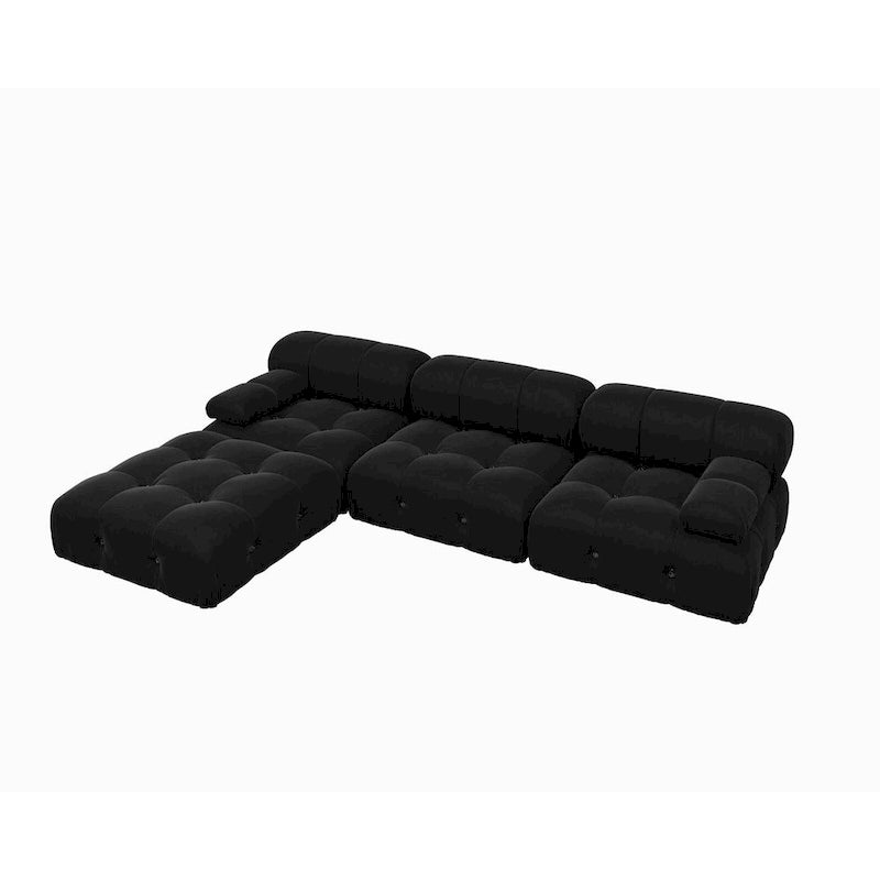 Schwarzes Samt Sofa – modulare Sektionen zur freien Kombination