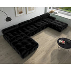 Schwarzes Samt Sofa – modulare Sektionen zur freien Kombination