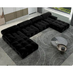 Schwarzes Samt Sofa – modulare Sektionen zur freien Kombination