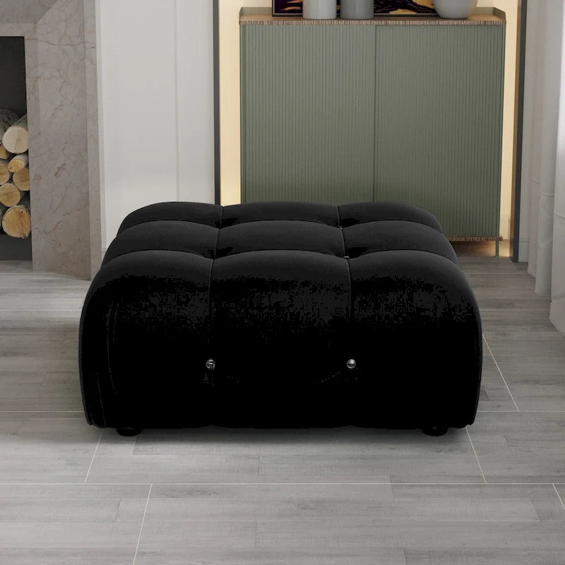 Schwarzes Samt Sofa – modulare Sektionen zur freien Kombination