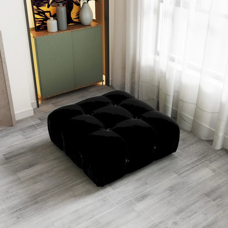 Schwarzes Samt Sofa – modulare Sektionen zur freien Kombination