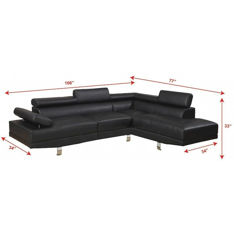 GTU Furniture L-förmiges Wohnzimmer-Ecksofa-Set aus Kunstleder mit Recamiere auf der rechten Seite