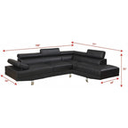 GTU Furniture L-förmiges Wohnzimmer-Ecksofa-Set aus Kunstleder mit Recamiere auf der rechten Seite