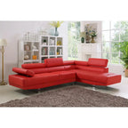 GTU Furniture L-förmiges Wohnzimmer-Ecksofa-Set aus Kunstleder mit Recamiere auf der rechten Seite