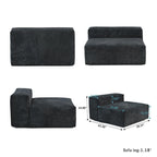 Großes modulares Ecksofa, Kordbezug, U-förmig, 4-Sitzer mit 2 Ottomanen und 5 Kissen