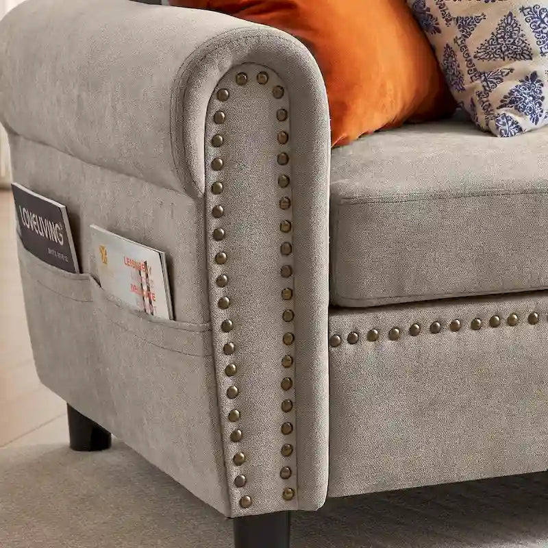 4-Sitzer L-förmiges, umstellbares Sektionssofa mit Stauraum-Ottomane