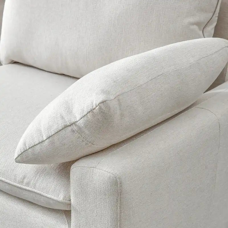 L-förmiges Sektionssofa aus Leinen mit Chaiselongue