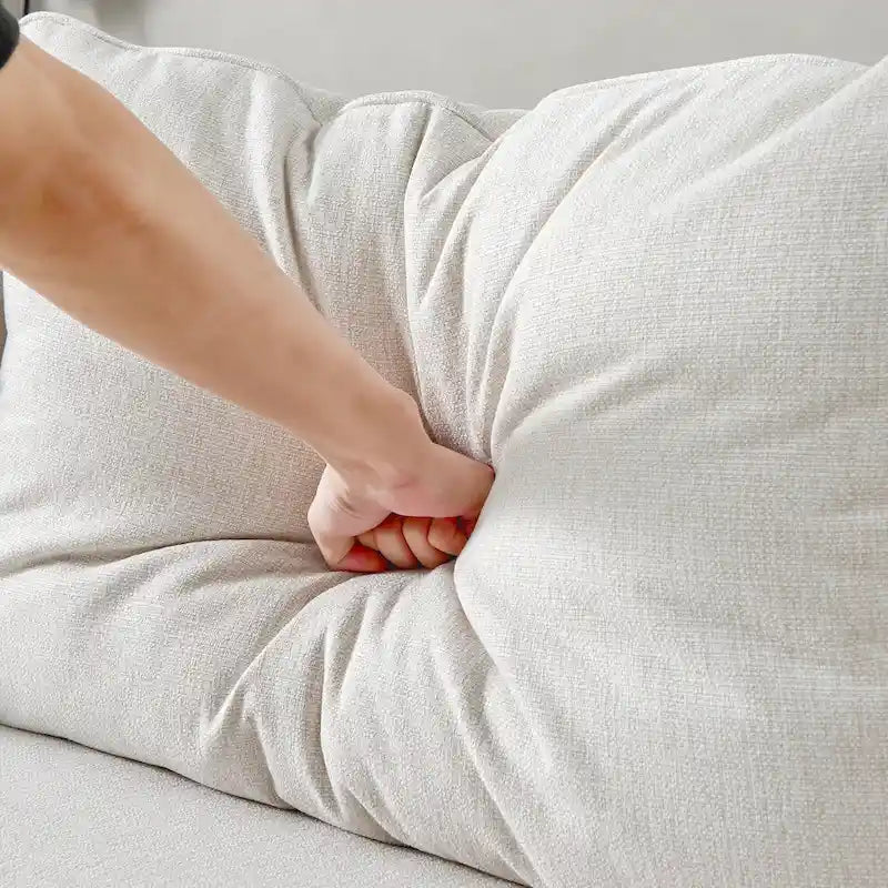 L-förmiges Sektionssofa aus Leinen mit Chaiselongue