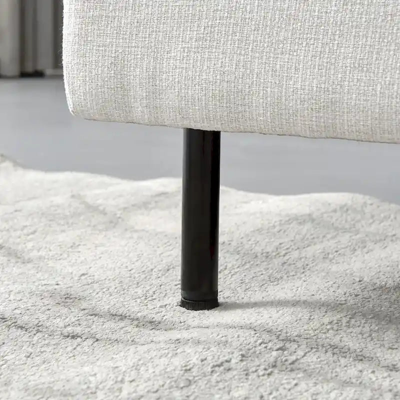 L-förmiges Sektionssofa aus Leinen mit Chaiselongue