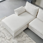 L-förmiges Sektionssofa aus Leinen mit Chaiselongue