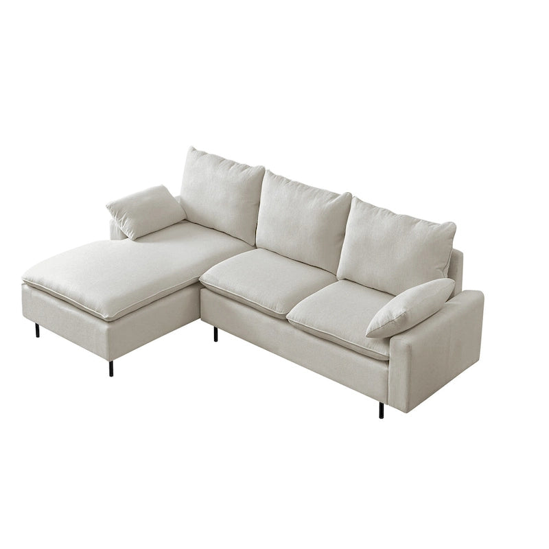 L-förmiges Sektionssofa aus Leinen mit Chaiselongue